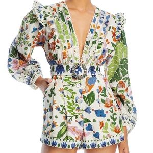 Farm Rio White Summer Garden Romper, M - NEVER WORN